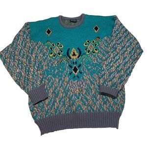 Sovrano Mens Sweater Pure Wool Australia Jumper Size 22 110 Cm Green Pullover